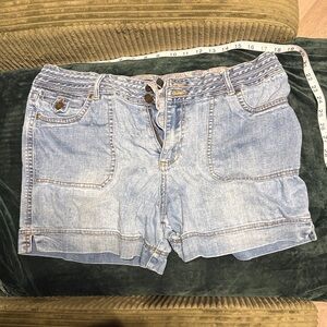 one 5 one Light Wash Denim Shorts with Double Button Waist